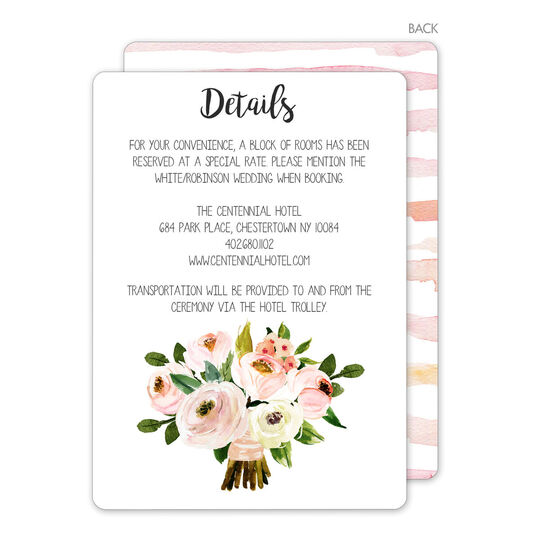 Pink Bouquet Wedding Information Cards